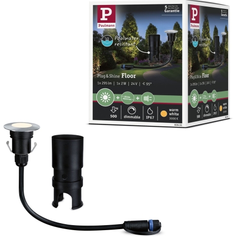Paulmann 93951 Verlichtingssysteem Plug&Shine LED-buiteninbouwlamp LED 2.5 W Warmwit RVS