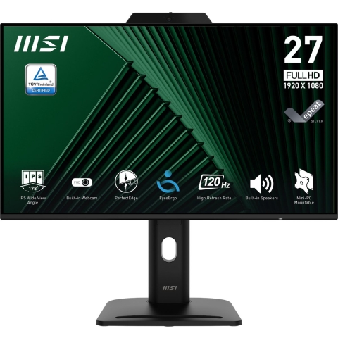 MSI PRO MP272PMG - 27"FHD IPS Monitor - 120Hz 1ms met Webcam - Zwart