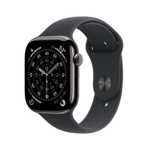 Apple Watch Series 11 gps + Cellular - 46mm titanium Case Black Sport Band M/l Smartwatch Slate