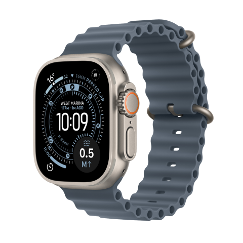 Apple Watch Ultra 3 gps + Cellular - 49mm natural Titanium Case - Anchor Blue Ocean Band Smartwatch Natural