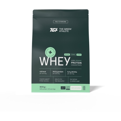 The Green Athlete Whey Protein Concentrate Unflavoured Bio Poeder
