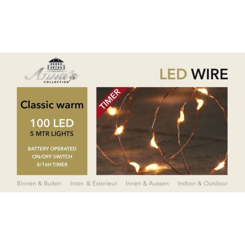 LED draadverlichting - 3x - koper - 5 meter - met timer - warm witte - op batterij - kerstverlichtin -