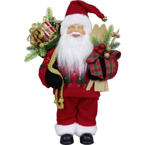 Kerstman pop Martijn - H30 cm - rood - staand - kerst beeld -decoratie figuur -