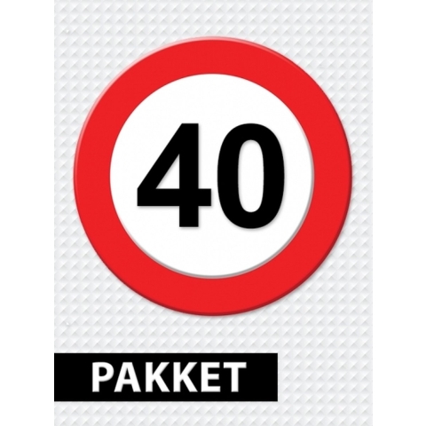 Verkeersbord 40 jaar feestartikelen pakket -