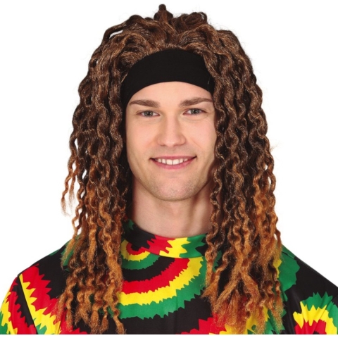 Verkleedpruik voor heren - rasta/dreads pruik Jamaica - bruin -