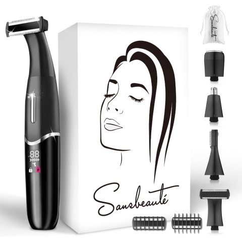 Sansbeauté® 4-in-1 Bikinitrimmer - Gezicht - Oksels - Benen - Bikinilijn - Waterproof - Classic Black - Inclusief Travel Bag (1 stuk)