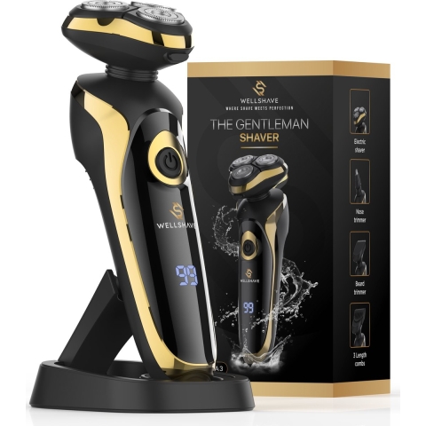 Wellshave Elite - 4 in 1 Scheerapparaat - Met Trimmer en Neustrimmer - Zwart/Goud