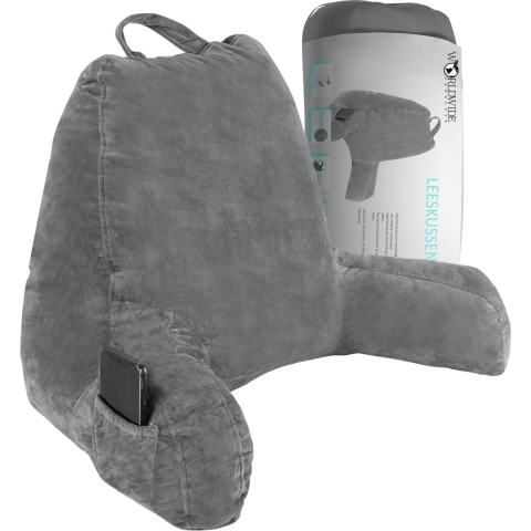 WorldWide Products Leeskussen - Relax kussen memory foam - Verstelbare stevigheid - Fluweel Grijs