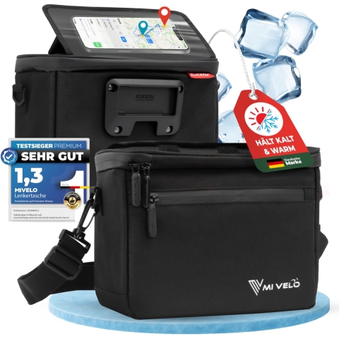 MIVELO KlickFix - Geïsoleerde stuurtas - Waterafstotend met verstelbaar vak voor smartphone - Bunt