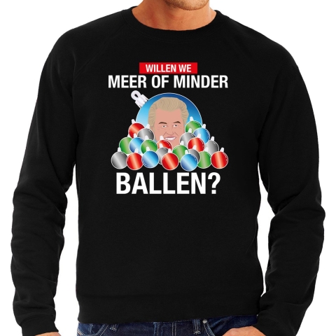 Wilders Meer of minder ballen foute Kerst sweater / trui zwart voor heren 2XL -