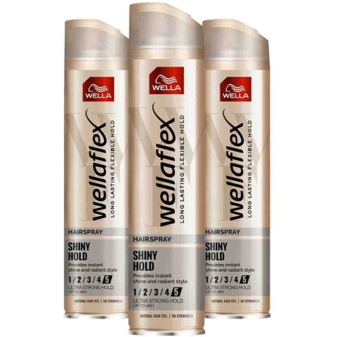 3x Wella Flex Haarspray Shine Ultra Strong 250 ml