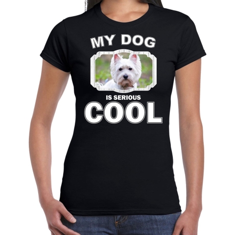 West terrier honden t-shirt my dog is serious cool zwart voor dames XL -