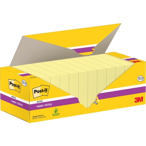 Post-it Plaknotitie 654SSCYP12+12 76 mm x 76 mm Geel 24 stuk(s)