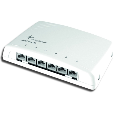 Telegärtner 100006987 6 poorten Netwerkpatchpaneel CAT 6 Wit Ingericht