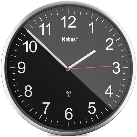 Mebus 19578 Wandklok Zendergestuurd 30 cm Zilver