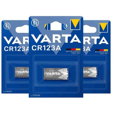 3x Varta Lithium Batterijen Cylindrical CR123A
