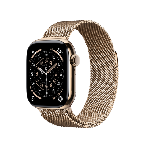 Apple Watch Series 11 gps + Cellular - 42mm titanium Case Milanese Loop Smartwatch Gold