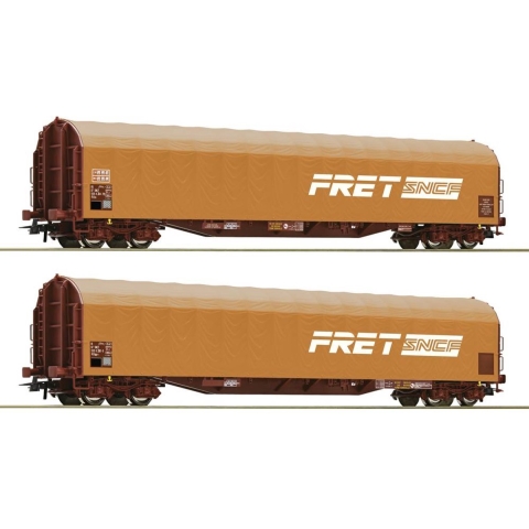 Roco 6600161 H0 2-delige set schuifplanwagens van de SNCF