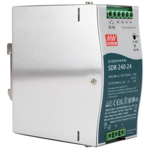 MEAN WELL SDR-240-24 DIN-rail netvoeding 24 V/DC 10 A 240 W Aantal uitgangen:1 x Inhoud 1 stuk(s)