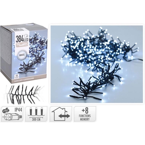 Clusterverlichting - LED - 5 meter - helder wit - buiten - 384 lampjes - kerstverlichting -