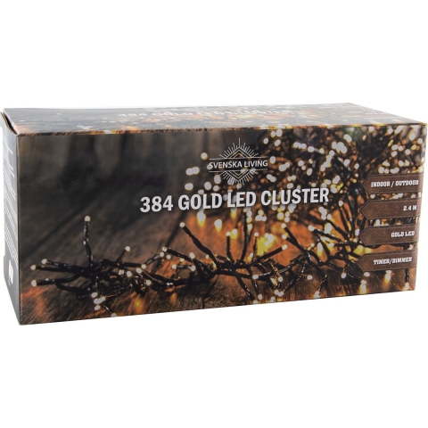 Clusterverlichting - 384 led lampjes - goud - 240 cm - lichtsnoer - kerstverlichting -