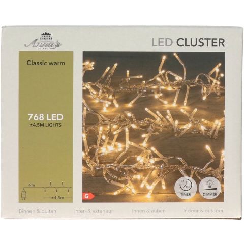 Clusterverlichting - 768 led lampjes - klassiek warm wit - 450 cm - kerstverlichting -