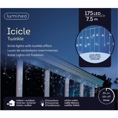 Ijspegelverlichting - helder wit -175 led lampjes - buiten - 7,5 m - kerstverlichting -