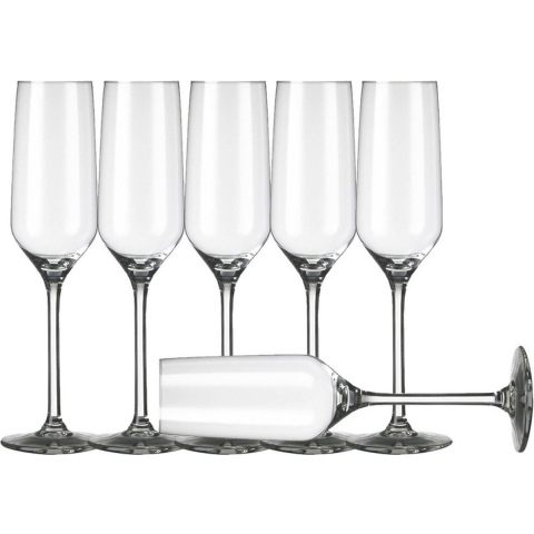 Champagneglazen/flutes Carre - 6x stuks - 220 ml - Champagne drinken - Champagneglazen van glas -