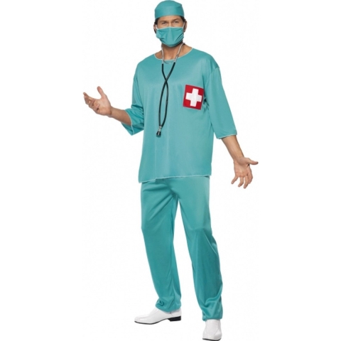 Chirurg dokters kostuum - voor volwassenen - Carnaval verkleedkleding - groen 48-50 (M) -