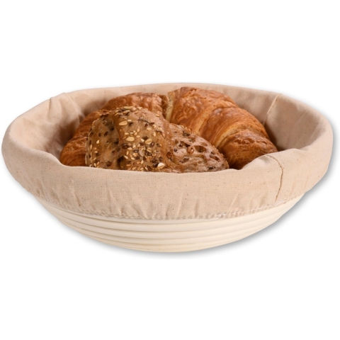 Broodmandje speciaal voor afbakbroodjes - nagaren/niet uitdrogen - met hoes - D25 x H8 cm -