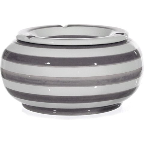 Grote stormasbak - grijs/wit gestreept - 23 cm - dolomiet - Rookwaren toebehoren -