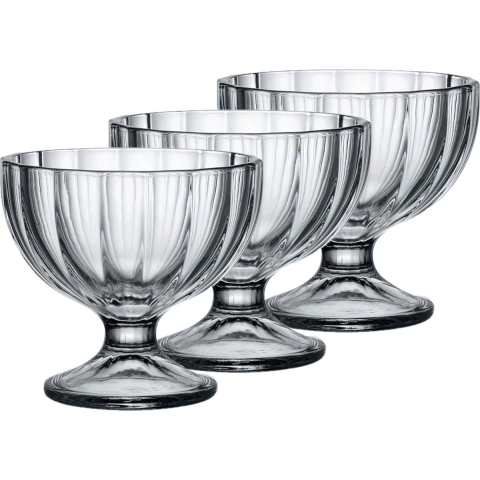 Bormioli Rocco IJs/Sorbet coupes op voet - 6x stuks - gedecoreerd glas - 260 ML - 9 x 10 cm -