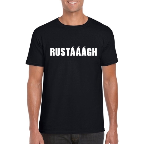 Rustaaagh tekst t-shirt zwart heren M -