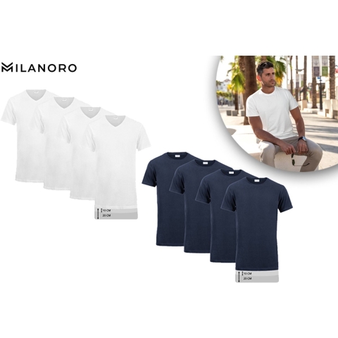 Milanoro 4 pak - T-shirt Extra lang v-hals 100 procent katoen