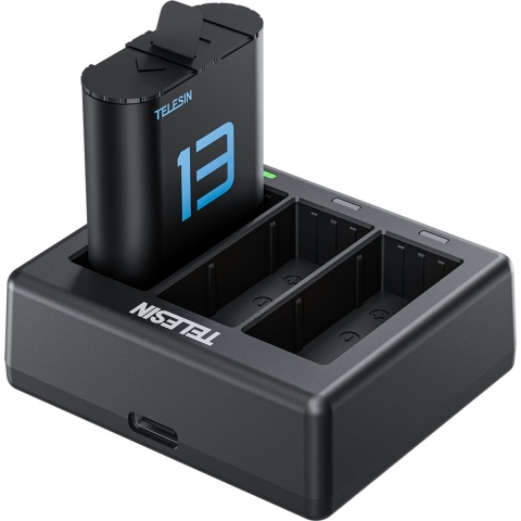 Telesin Oplader voor 3 batterijen + 2x accu voor GoPro 13