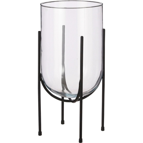 Bloemenvaas Jamey - metalen standaard - transparant - 40 x 21 cm - decoratieve bloemenvaas -