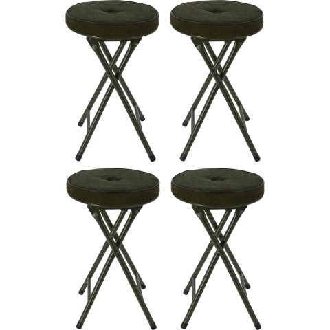 Bijzet krukje/stoel - 4x - Opvouwbaar - donkergroen Ribcord - D33 x H49 cm -