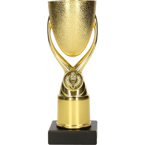 Luxe trofee/prijs bekers - set van 3x - brons/goud/zilver - metaal - 15 x 6,8 cm -