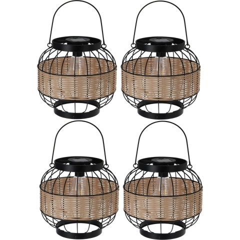 Pro Garden - 4x - Solar lantaarn - metaal - 24 x 24 cm - tuinverlichting -