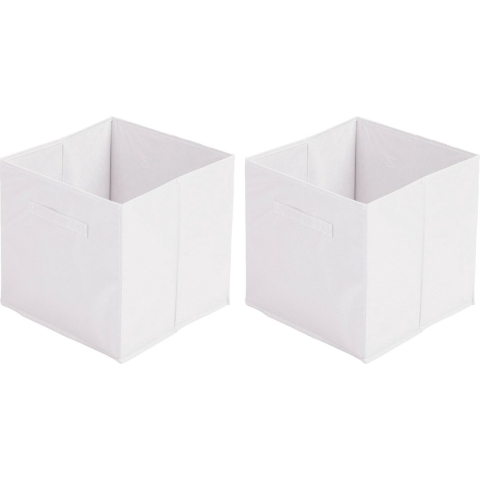Opbergmand/kastmand Square Box - 4x - karton/kunststof - 29 liter - wit - 31 x 31 cm -