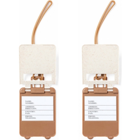 Kofferlabel van organisch eco tarwestro - 10x - wit - 10 x 5 cm - reiskoffer/handbagage labels -