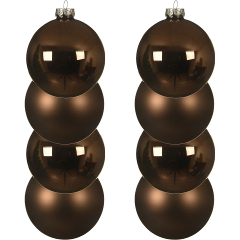 8x stuks glazen kerstballen walnoot bruin 10 cm mat/glans -