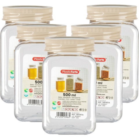 Voorraadpot/bewaarpot - 10x - 500 ml - kunststof - beige - B7 x H13 cm -
