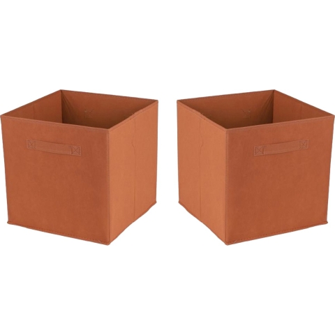 Opbergmand/kastmand Square Box - 4x - karton/kunststof - 29 liter - oranje - 31 x 31 cm -