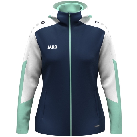 JAKO 6870D Jas Met Kap Dames - Marine/Wit/Munt - M (38/40)