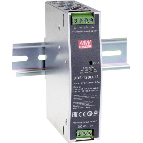 MEAN WELL DDR-120C-24 DIN-rail DC/DC-converter 24 V/DC 5 A 120 W Aantal uitgangen:1 x Inhoud 1 stuk(s)