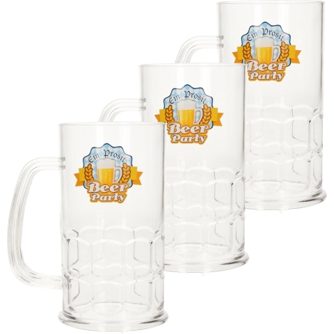 Oktoberfest bierpullen/bierglazen - 24x - stevig kunststof - transparant - 500 ml -