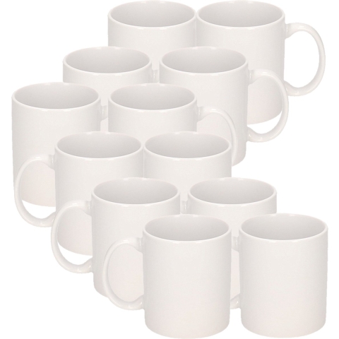 Koffiemokken Basic model - 20x - keramiek - wit - 300 ml - voor kantoor/kantine -
