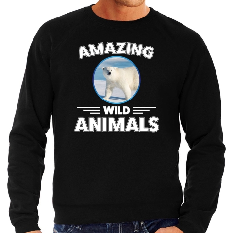 Sweater ijsberen amazing wild animals / dieren trui zwart voor heren S -