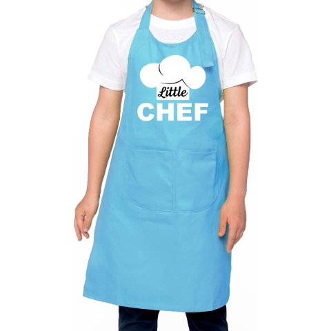 Little chef Keukenschort kinderen/ kinder schort blauw voor jongens en meisjes One size -